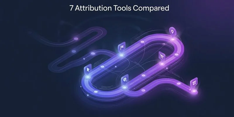 Overview graphic showing logos and names of the seven attribution tools compared in this guide